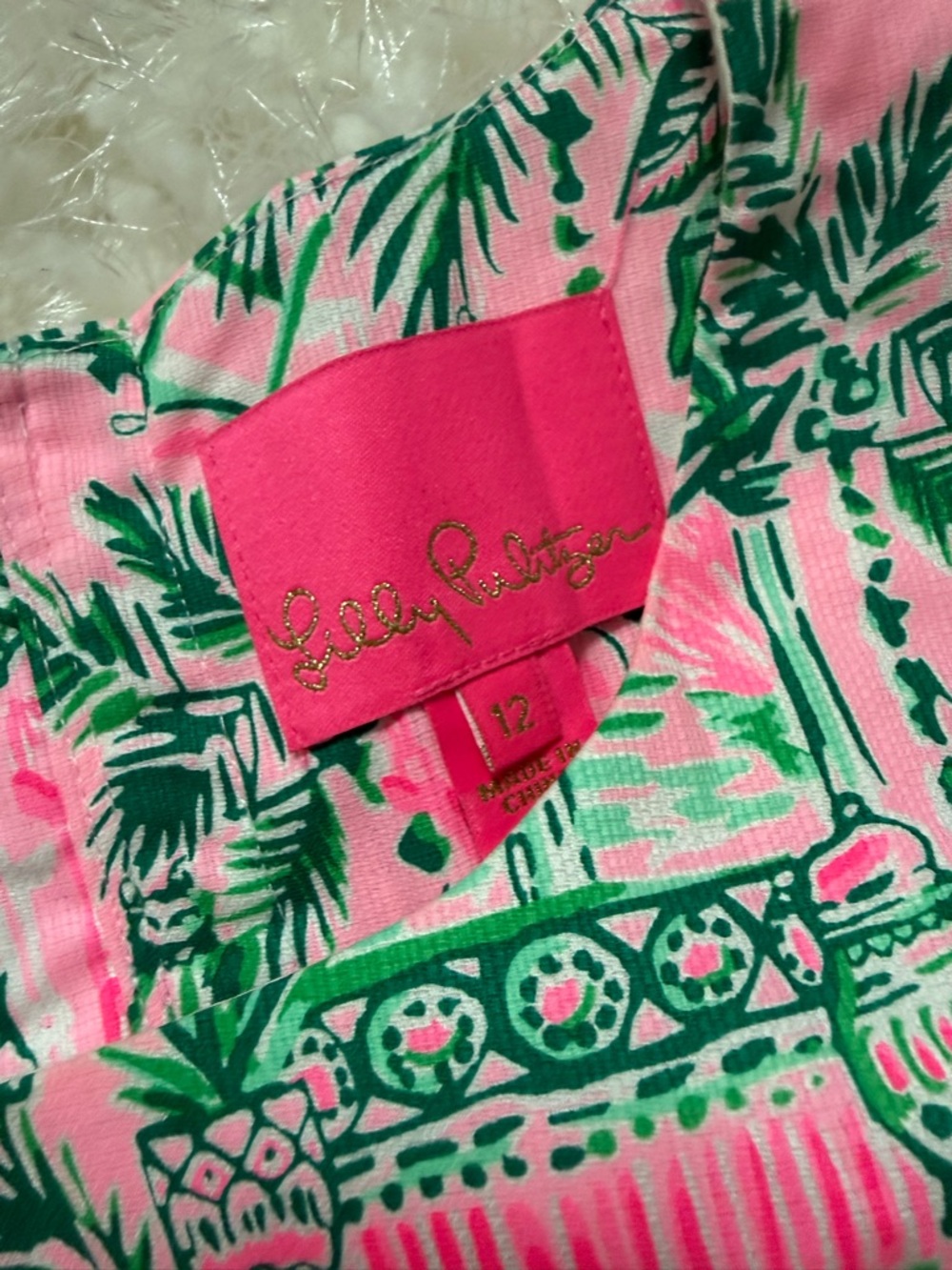 Lilly Pulitzer Pink and Green Tropical Print A-Line Sundress - Picture 2 of 3